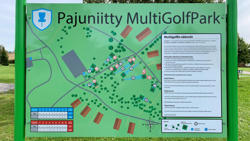 Pajuniityn MultiGolfParkin opastetaulu