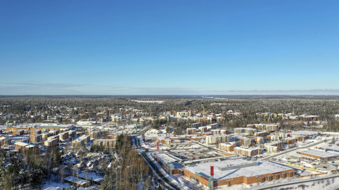Ilmakuva talvisesta Nummelasta, kuva: Joenrinne Films
