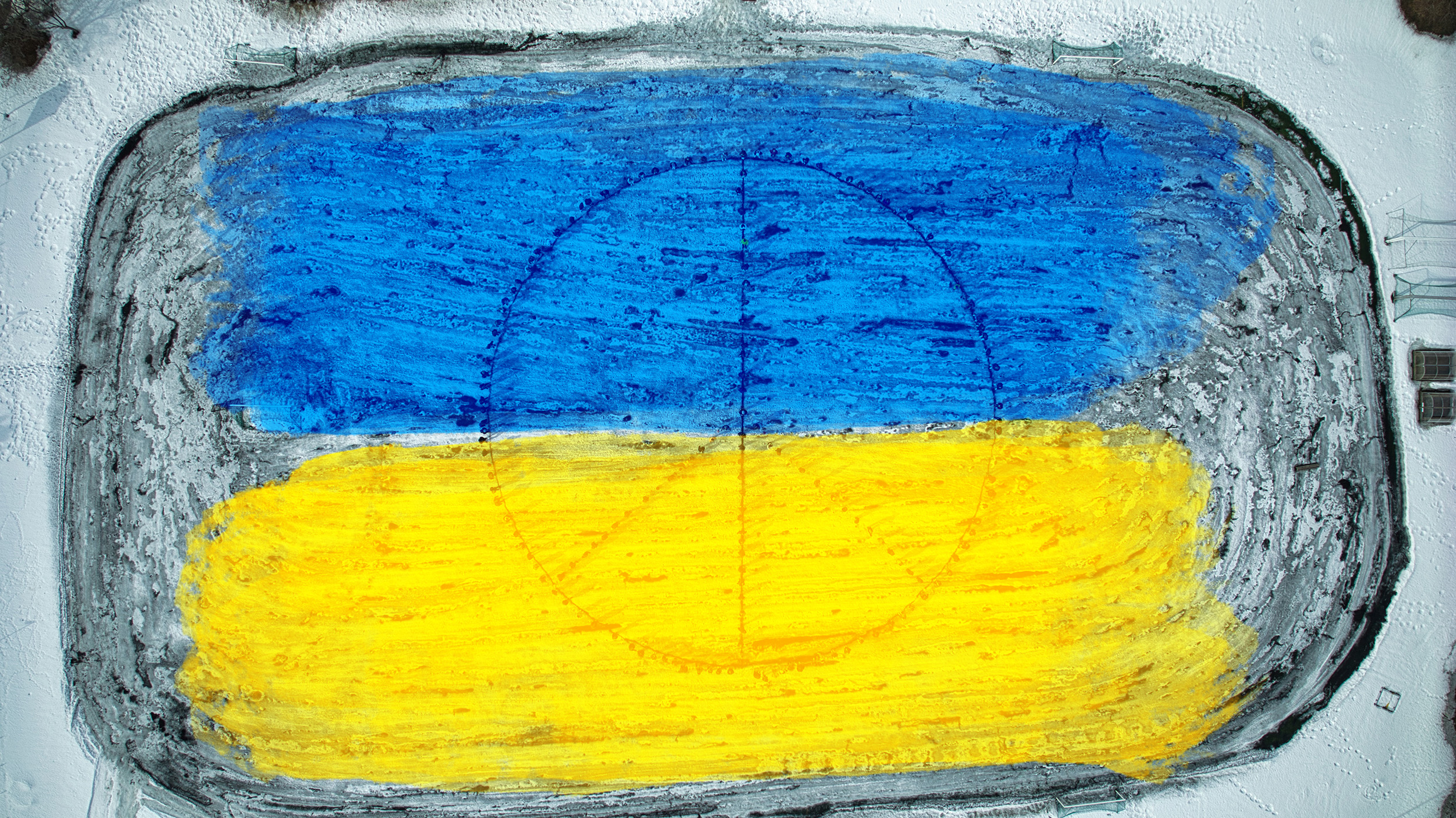 Rauhanmerkki Ukrainan lipun väreissä