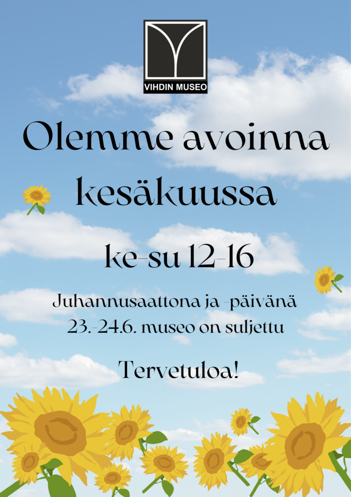 Museo on auki kesäkuussa keskiviikosta sunnuntaihin klo 12-16. Paitsi juhannusaattona ja -päivänä suljettu.