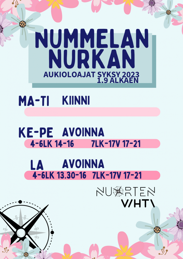 Nuorisotila Nurkan aukioloaajt 1.9. alkaen