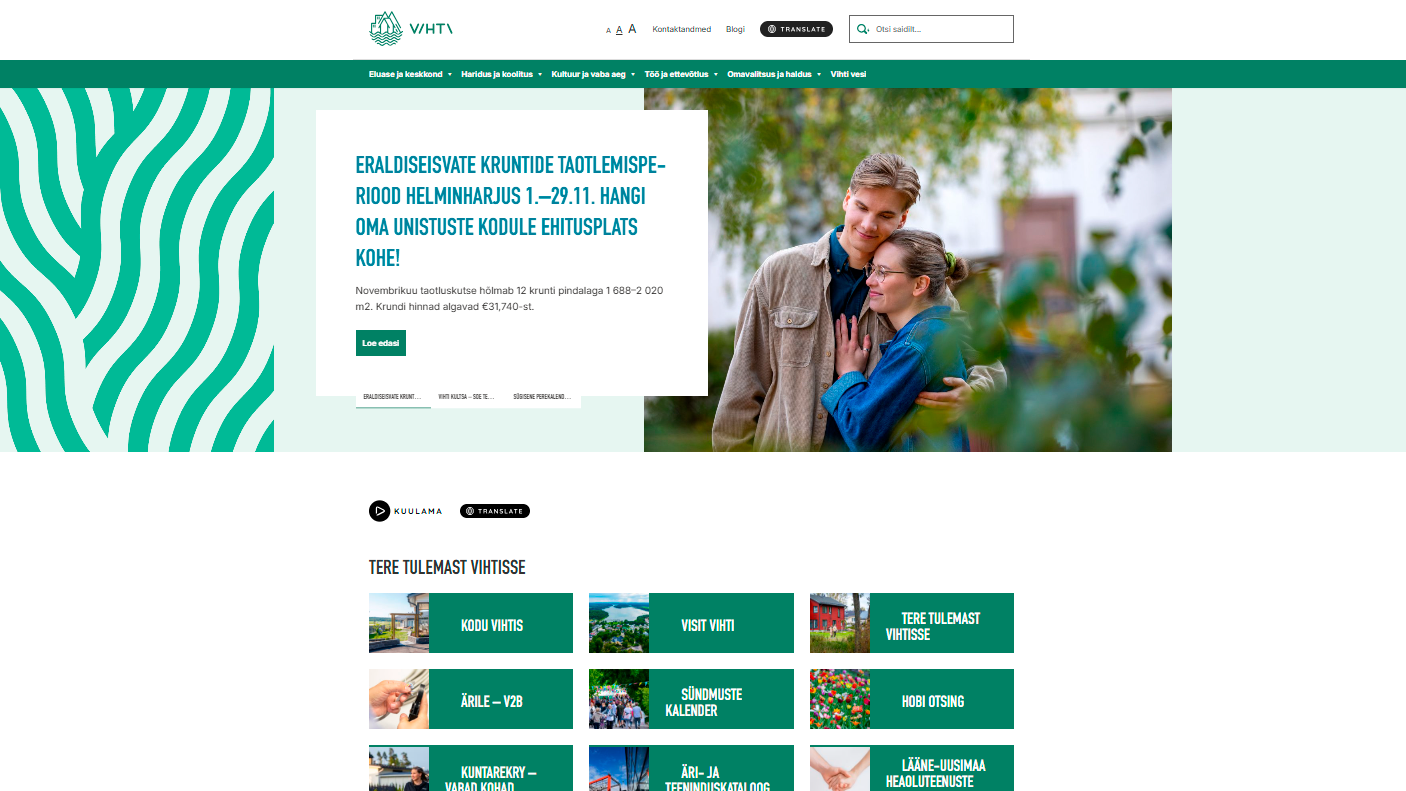 Etusivu käännettynä viroksi