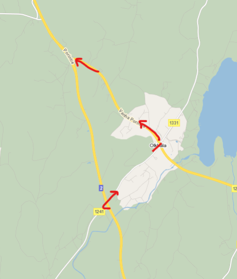 Elyn karttakuva tien katkaisu Olkkalassa