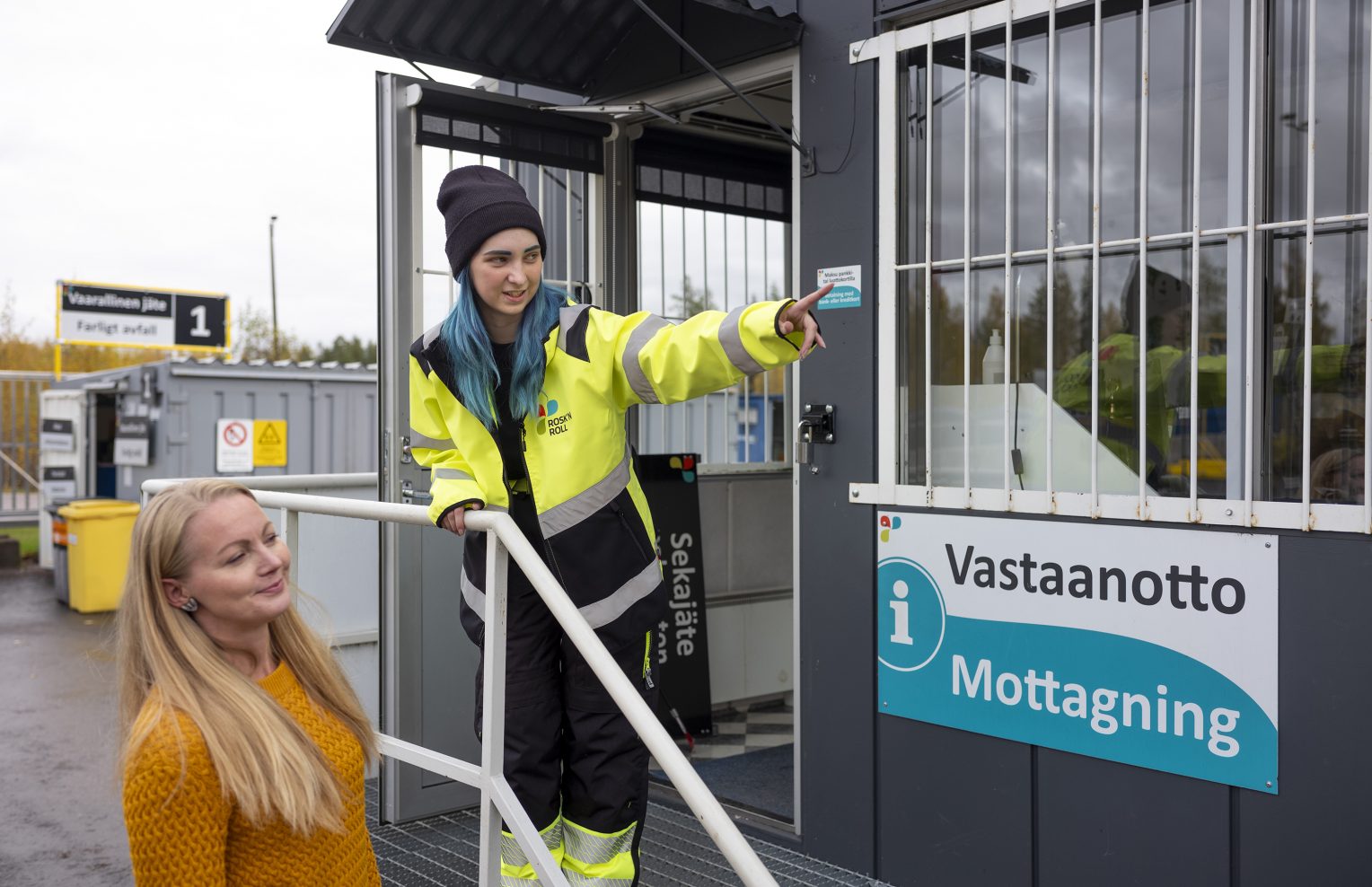 Asiakaspalvelutilanne Rosk'n Rollin jäteasemalla